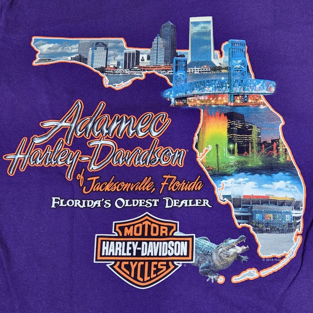Harley Davidson Motorcycles Jacksonville Florida T-Shirt Size Medium Adamec Bike